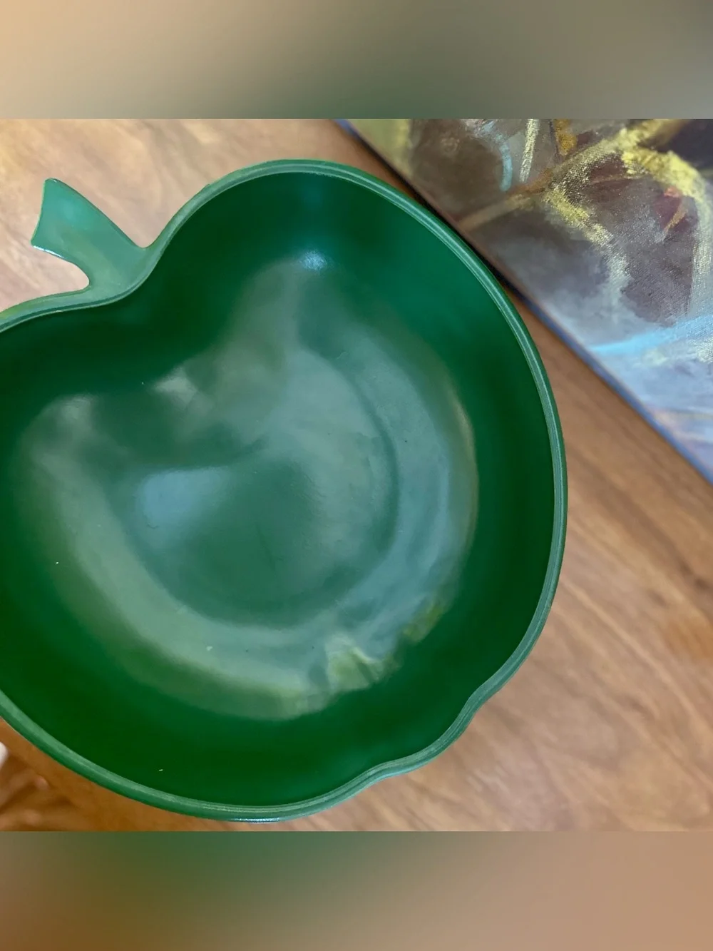 Vintage 1950s Hazel Atlas Green Apple Salad Bowl w/ Original Servers - MCM